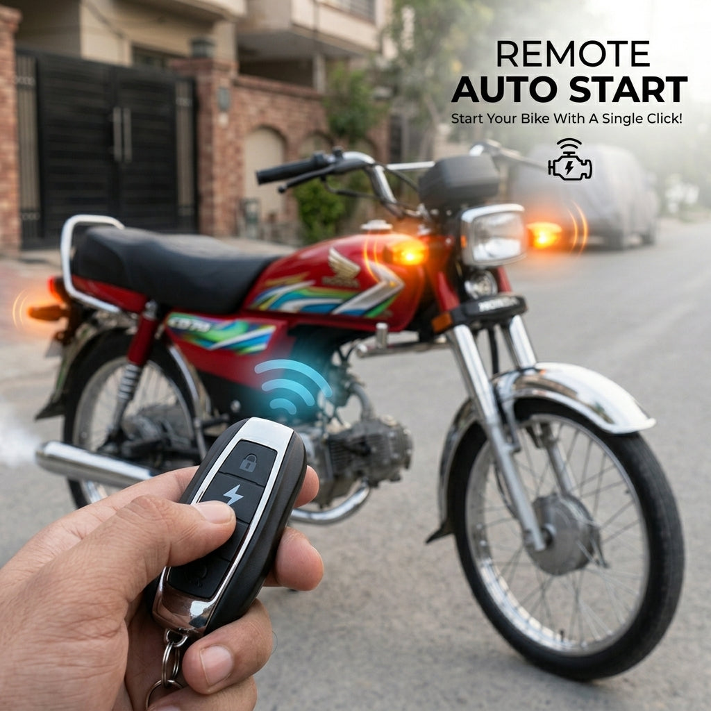 HJG Universal Motorcycle Remote Security Alarm & Self-Start System (For All Bikes / 70cc / CG125)