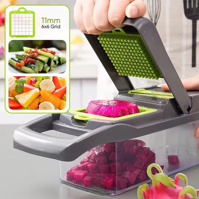 16 in 1 Vegetable Chopper & Slicer with Colander Basket