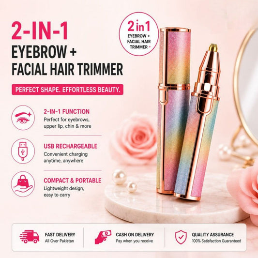 2 in 1 Rechargeable Eyebrow Trimmer – Facial Hair Remover